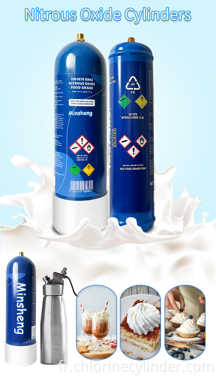 Certifié Pure N2O Oxyde d'Oxyde nitreux en riant bouteille de gaz fouettée de la crème de crème fouetteur fournisseur